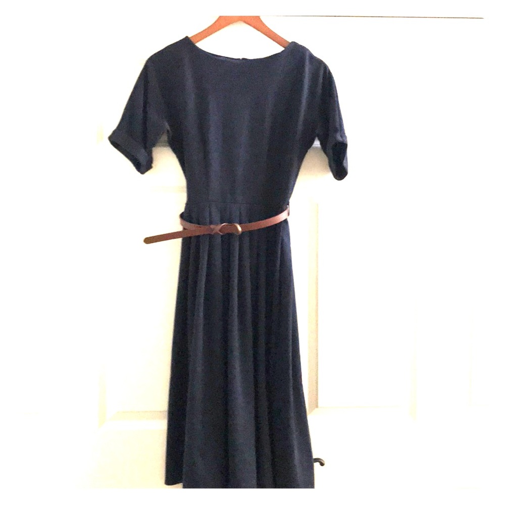 Pleated wool blend dress